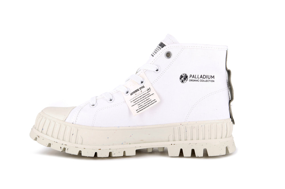 Zapatillas Palladium PALLASHOCK MID ORGANIC Hombre Blancas | Costa Rica-05841